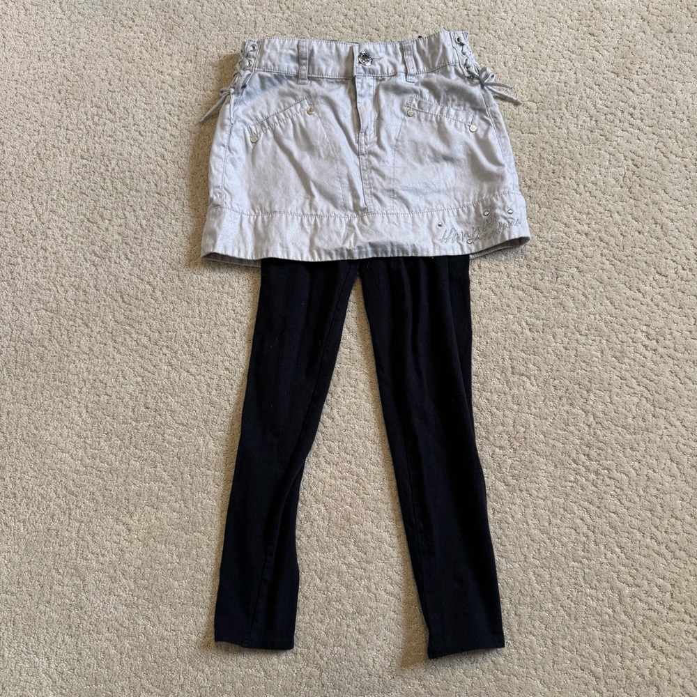 Disney Hannah Montana Girls Skirt And Leggings Set Silver Gray Black Size 10